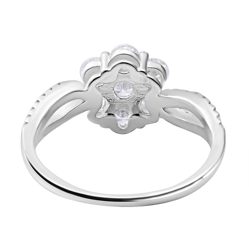 ELANZA Simulated Diamond Floral Ring in Sterling Silver