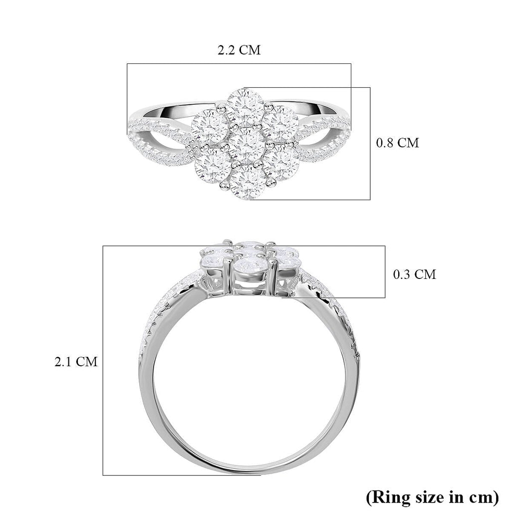 ELANZA Simulated Diamond Floral Ring in Sterling Silver
