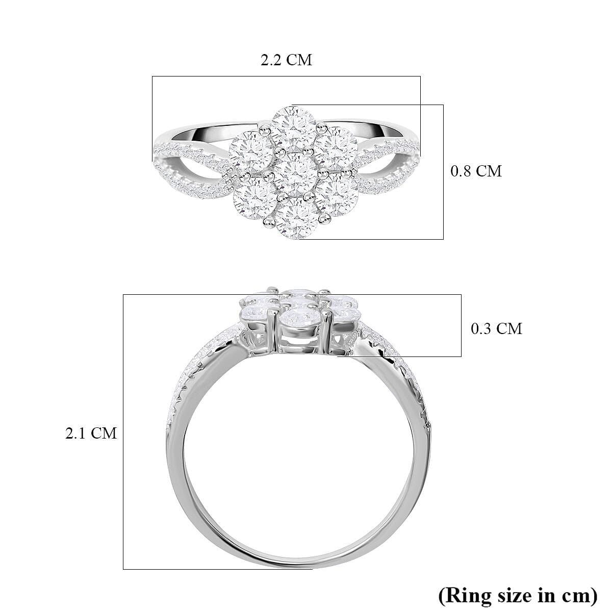 ELANZA Simulated Diamond Floral Ring in Sterling Silver 7212605 5