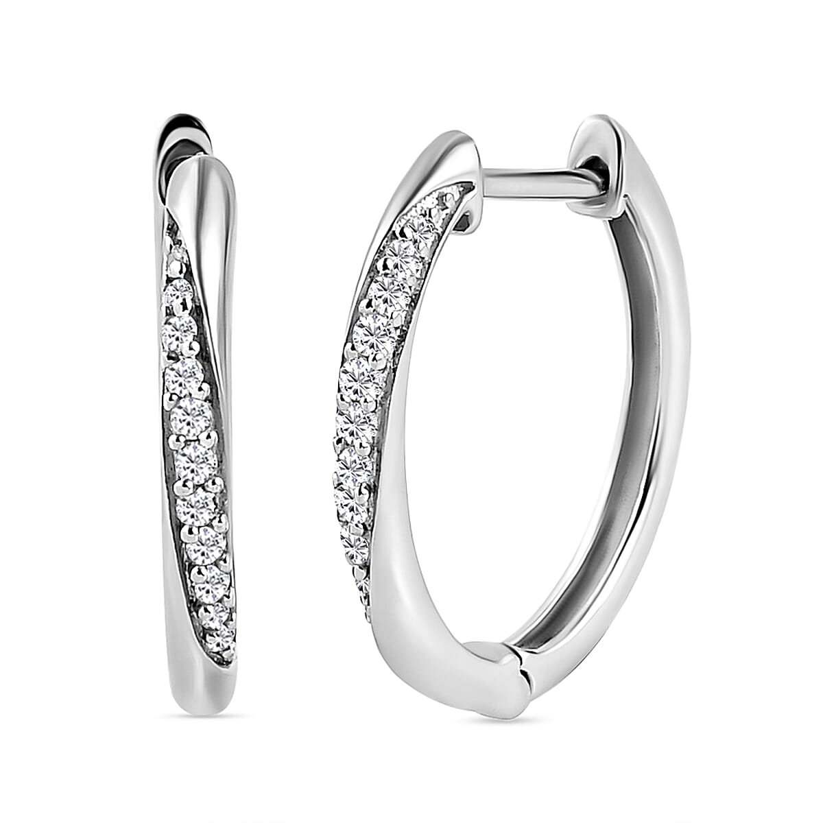 ELANZA Simulated Diamond Hoop Earrings in Platinum Overlay Sterling Silver 8852547 0