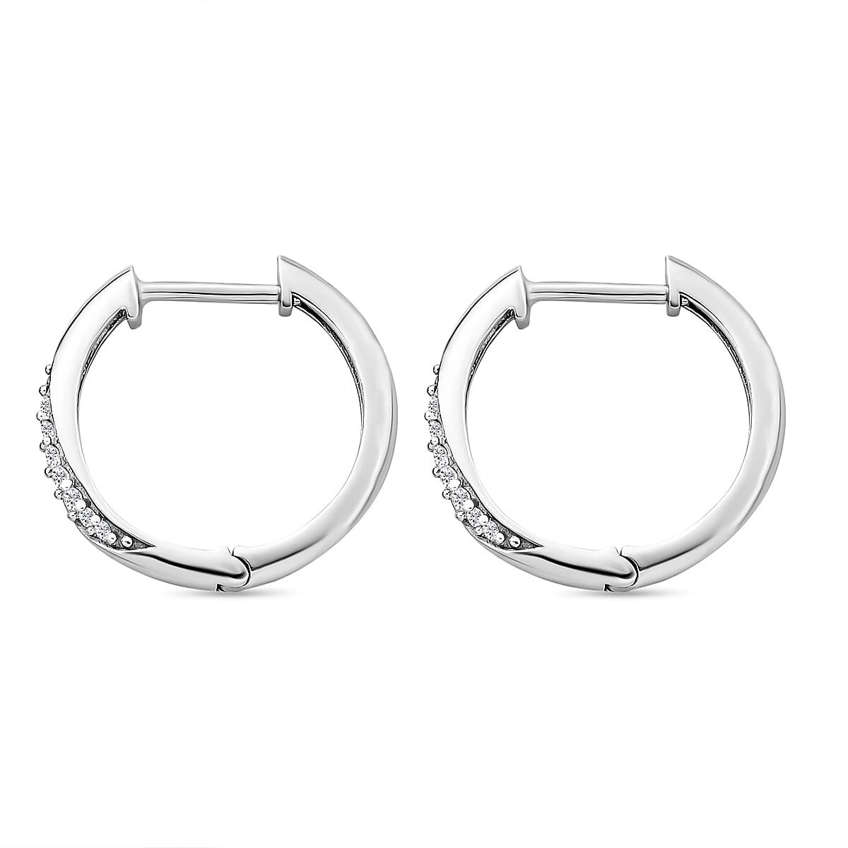 ELANZA Simulated Diamond Hoop Earrings in Platinum Overlay Sterling Silver 8852547 4