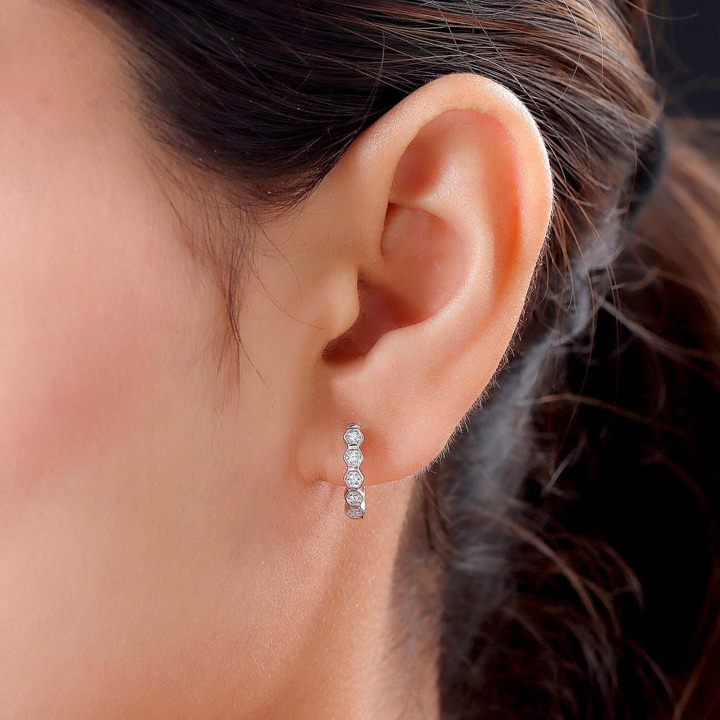 ELANZA  Hoop Earrings in Platinum Overlay Sterling Silver