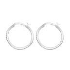 ELANZA Simulated Diamond Hoop Earrings(With Clasp) in Rhodium Overlay Sterling Silver