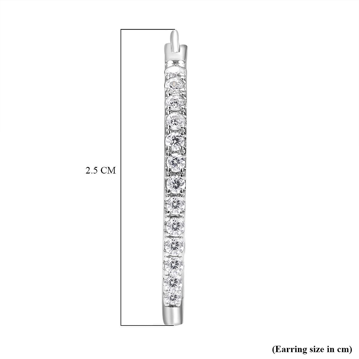 ELANZA Simulated Diamond Hoop Earrings(With Clasp) in Rhodium Overlay Sterling Silver 7013330 5