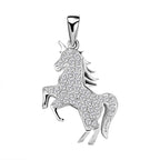 NY Close Out- Simulated Diamond Unicorn Pendant in Sterling Silver