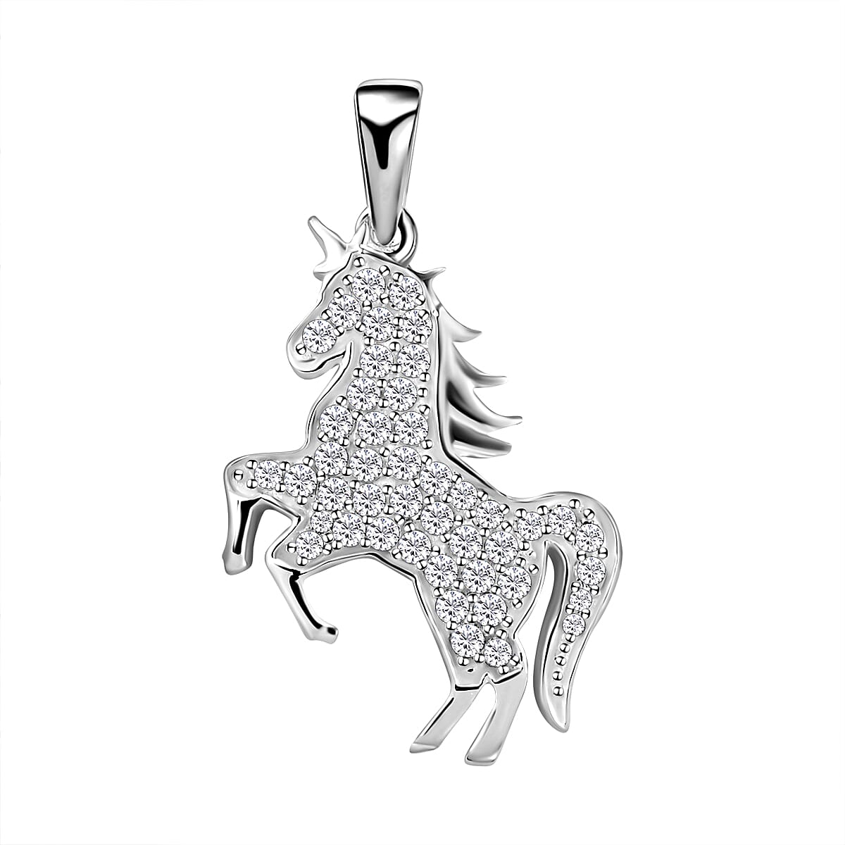 NY Close Out- Simulated Diamond Unicorn Pendant in Sterling Silver 7015685 0