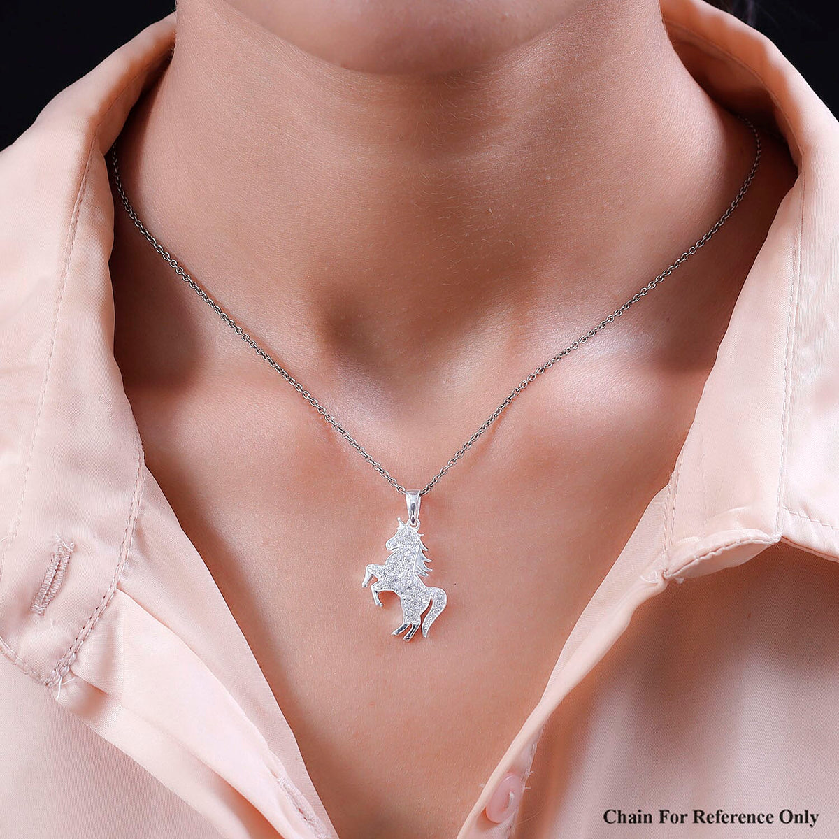 NY Close Out- Simulated Diamond Unicorn Pendant in Sterling Silver 7015685 2