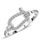ELANZA Simulated Diamond Horseshoe Ring in Rhodium Overlay Sterling Silver