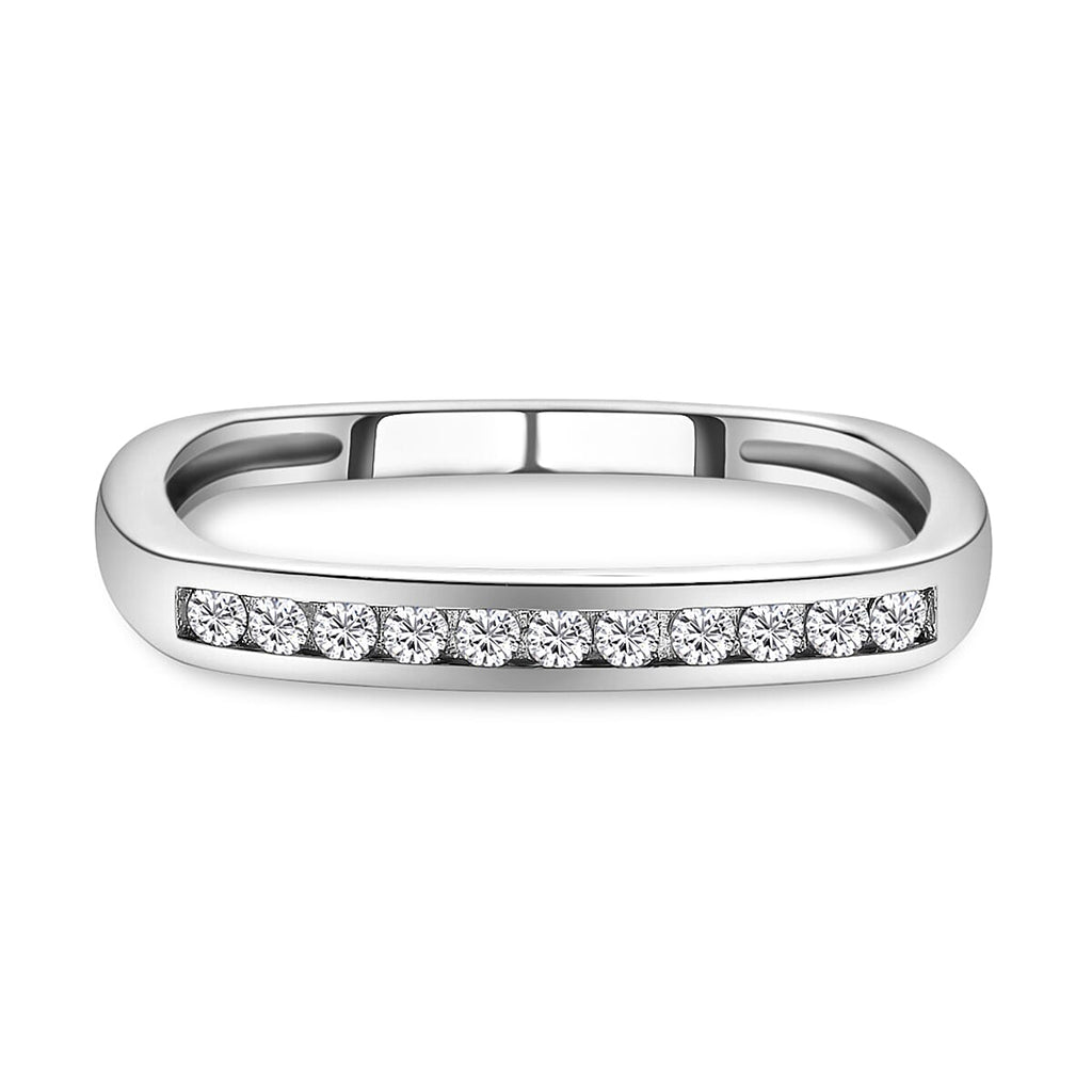 ELANZA Simulated Diamond Ring in Rhodium Overlay Sterling Silver