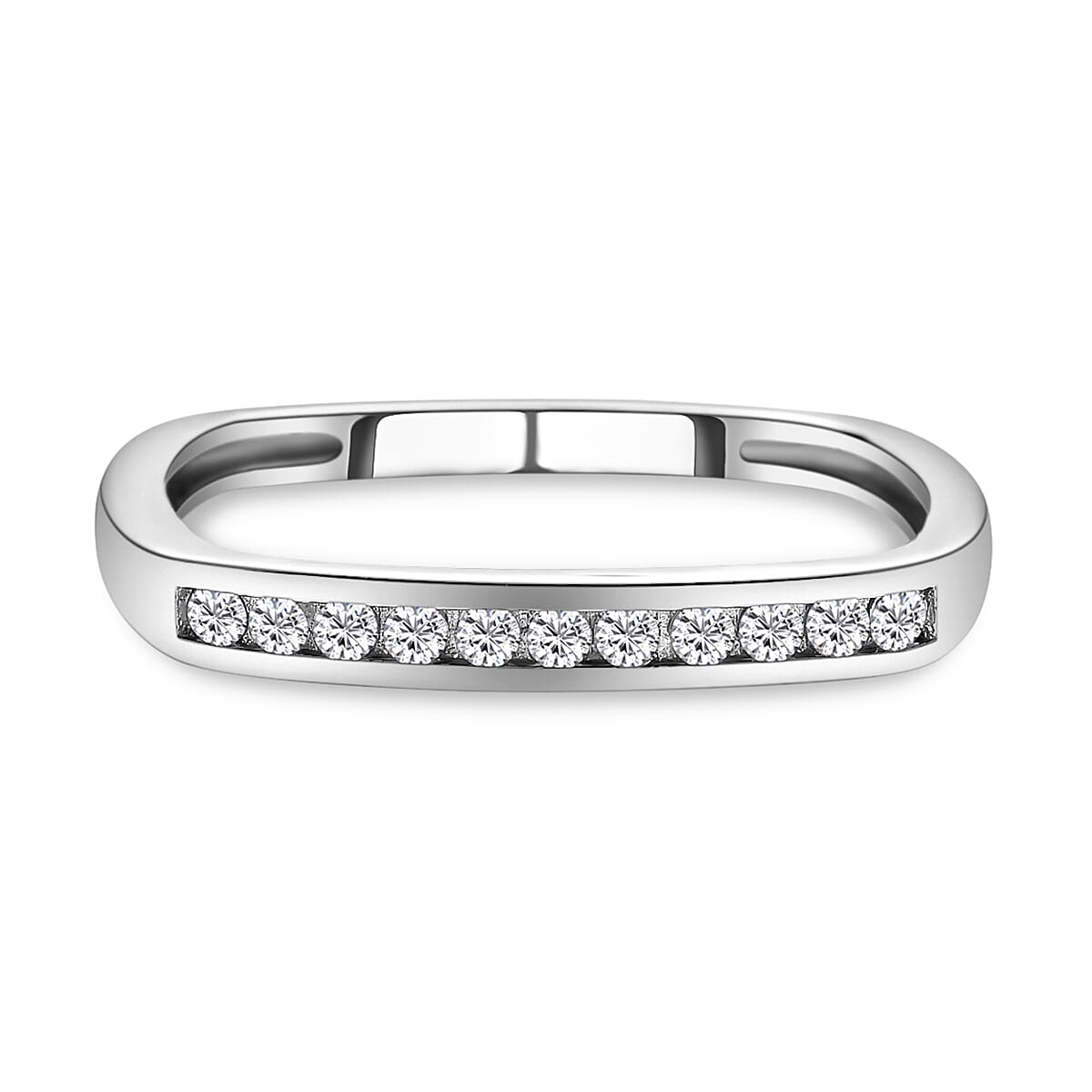 ELANZA Simulated Diamond Ring in Rhodium Plated Sterling Silver 3889708 0