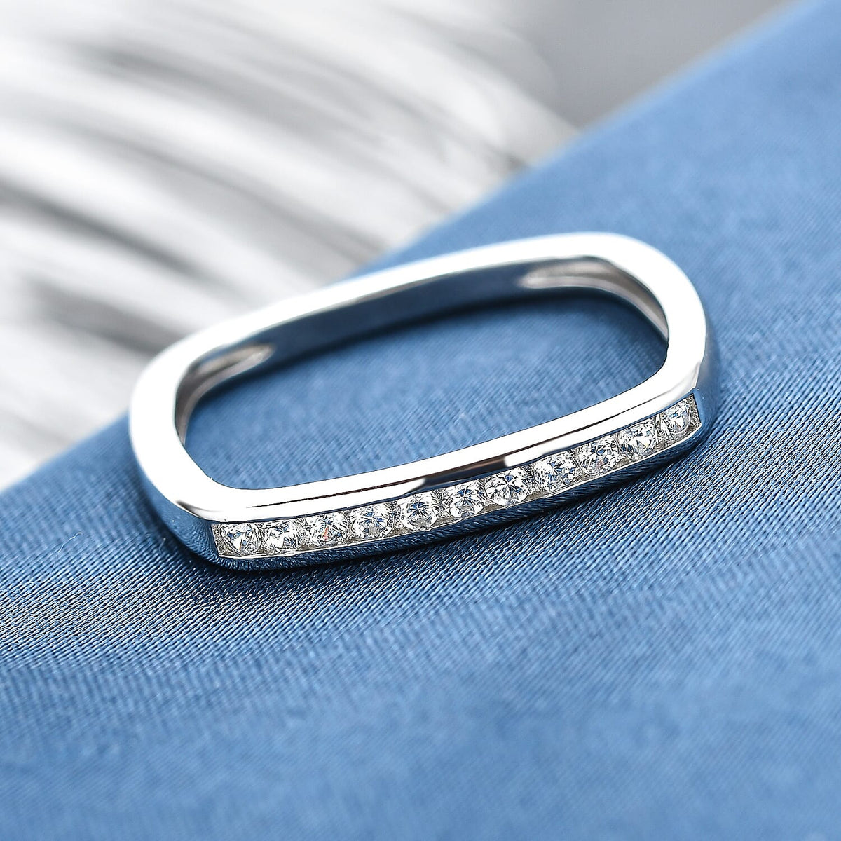 ELANZA Simulated Diamond Ring in Rhodium Plated Sterling Silver 3889708 2