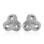 ELANZA Simulated Diamond Knot Stud Earrings (with Push Back) in Rhodium Overlay Sterling Silver