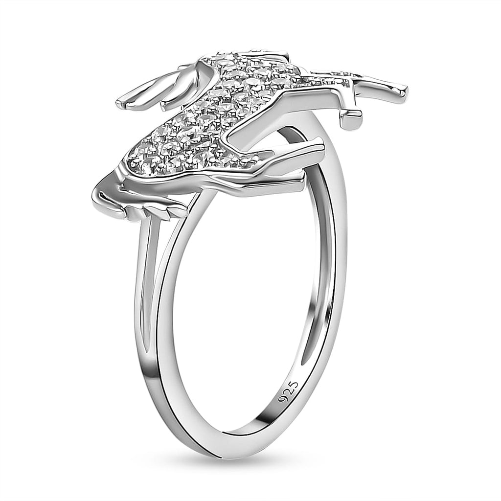 NY Close Out- CZ Unicorn Ring in Platinum Overlay Sterling Silver