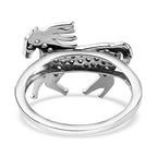 NY Close Out- CZ Unicorn Ring in Platinum Overlay Sterling Silver