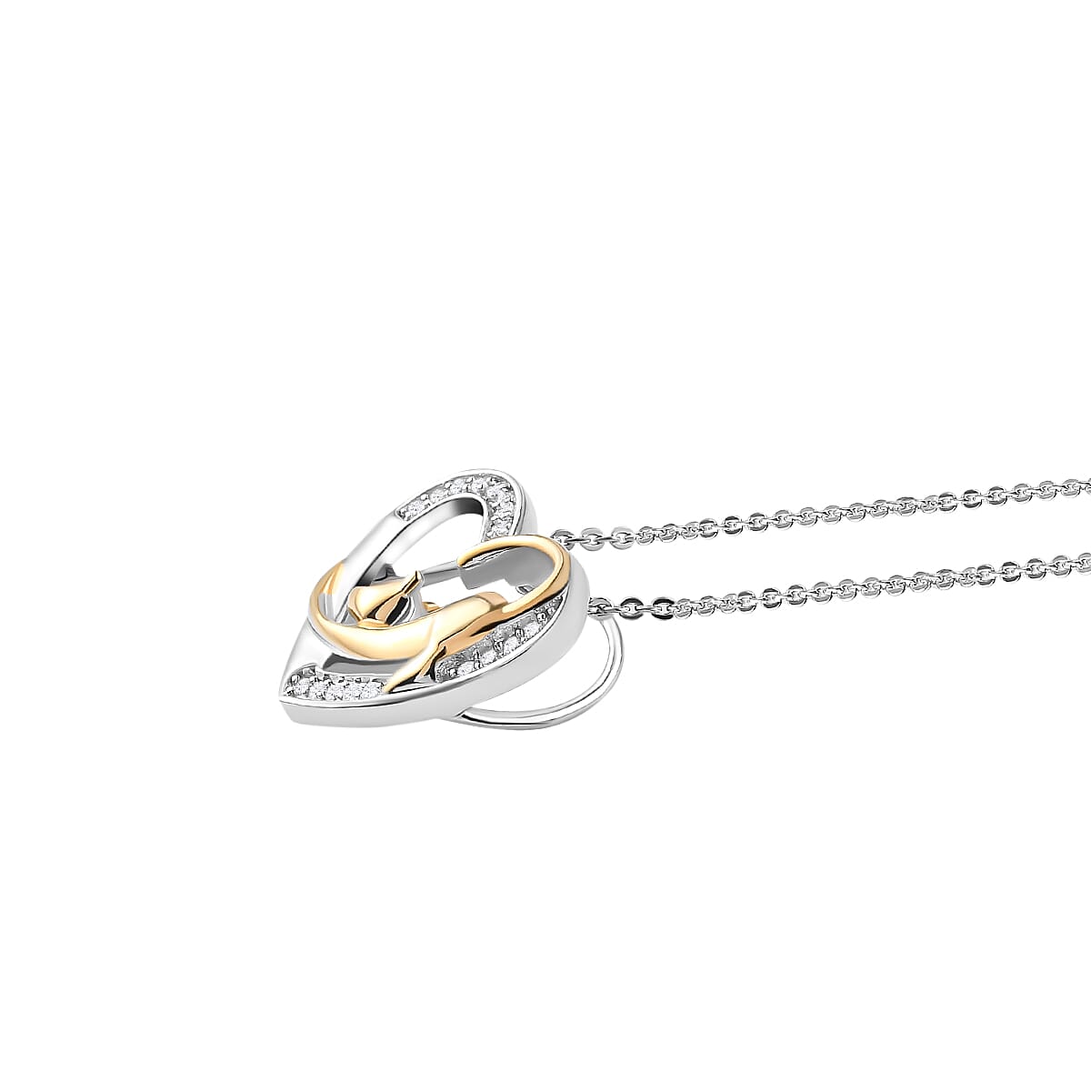 ELANZA Simulated Diamond and Simulated Black Spinel Heart Pendant( With Chain 20 Inch) in Two Tone Platinum And Yellow Gold Overlay Sterling Silver 4082120 3