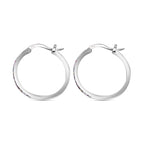ELANZA Simulated Multi Diamond Hoop Earrings (With Clasp) in Rhodium Overlay Sterling Silver
