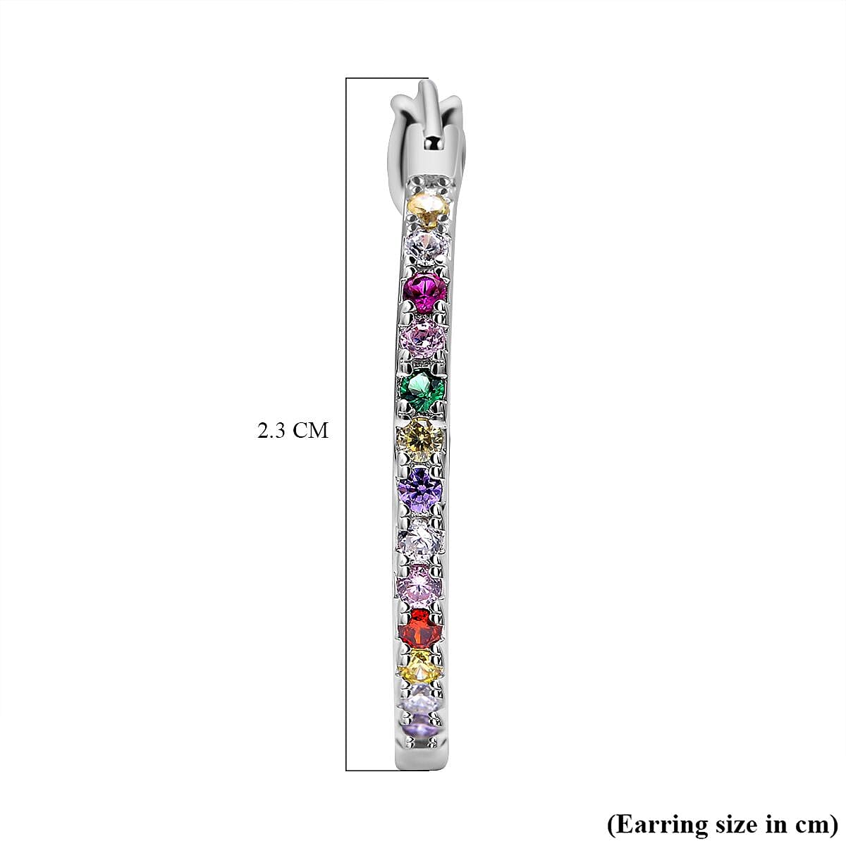 ELANZA Simulated Multi Diamond Hoop Earrings (With Clasp) in Rhodium Overlay Sterling Silver 7013329 6