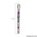 ELANZA Simulated Multi Diamond Hoop Earrings (With Clasp) in Rhodium Overlay Sterling Silver