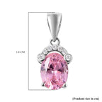 ELANZA Simulated Pink Sapphire and Simulated Diamond Pendant in Rhodium Overlay Sterling Silver