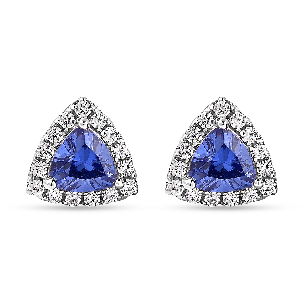 ELANZA Simulated Tanzanite with Simulated Diamond Stud Earrings in Rhodium Plated Sterling Silver 3722450 0