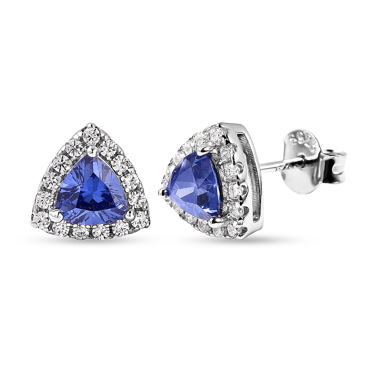 ELANZA Simulated Tanzanite with Simulated Diamond Stud Earrings in Rhodium Plated Sterling Silver 3722450 2