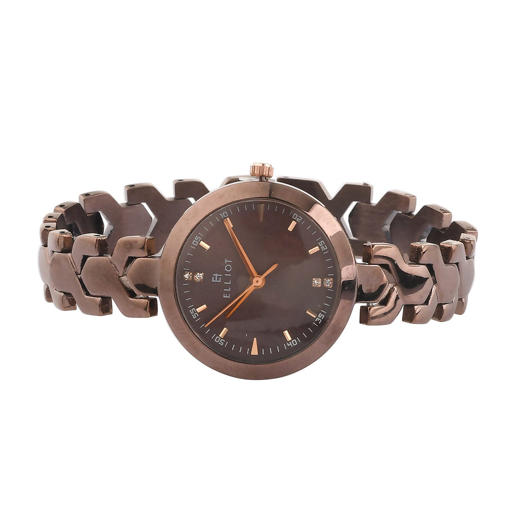 Closeout Deal - ELLIOT Japanese Movement Water Resistant Watch with Brown Colour Chain Strap