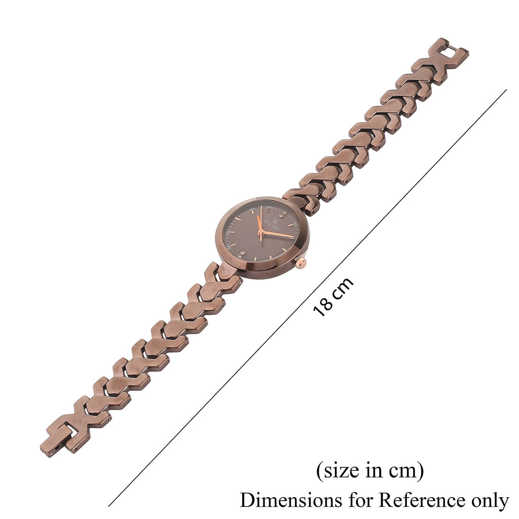 Closeout Deal - ELLIOT Japanese Movement Water Resistant Watch with Brown Colour Chain Strap