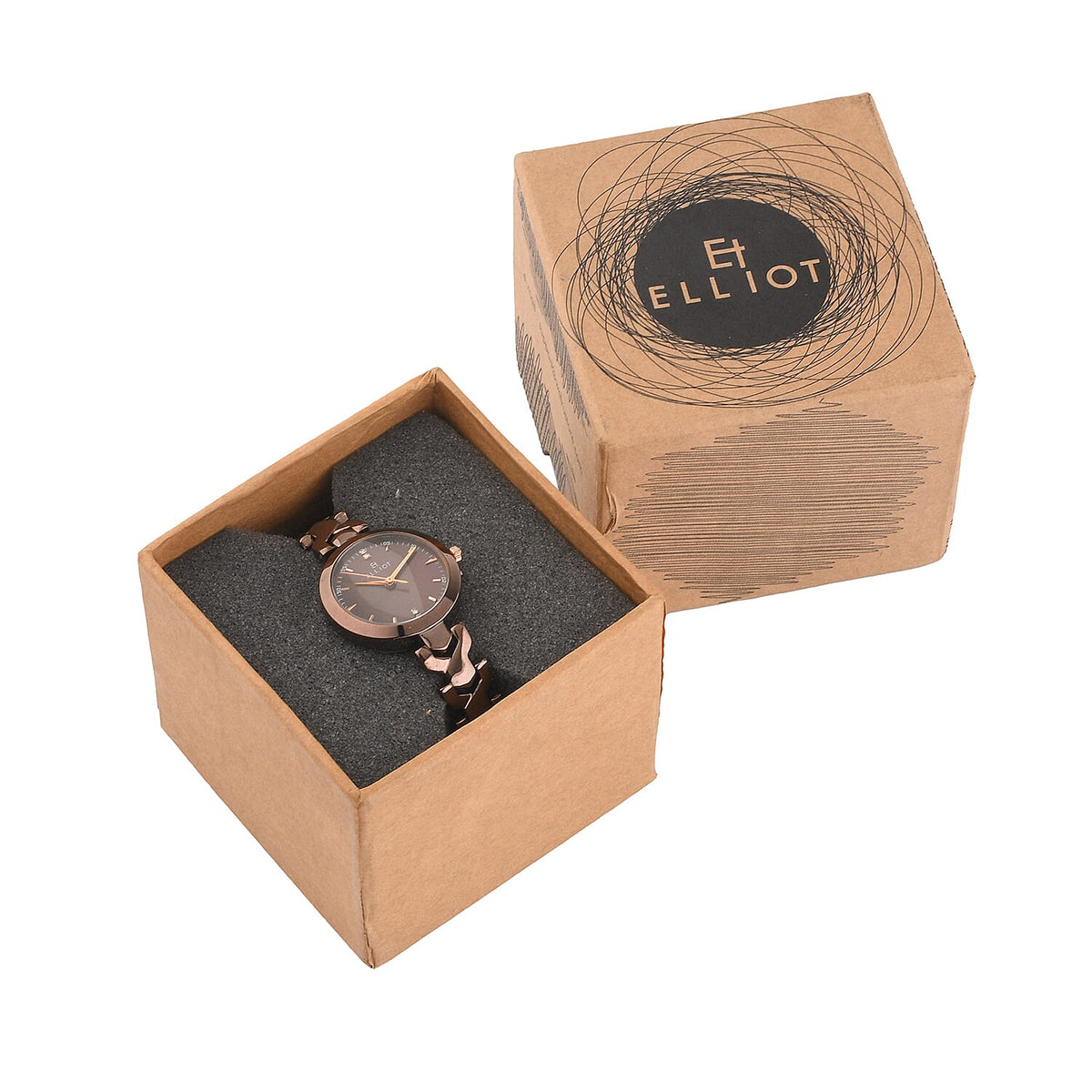 ELLIOT Japanese Movement Water Resistant Watch with Brown Colour Chain Strap 7341007 7