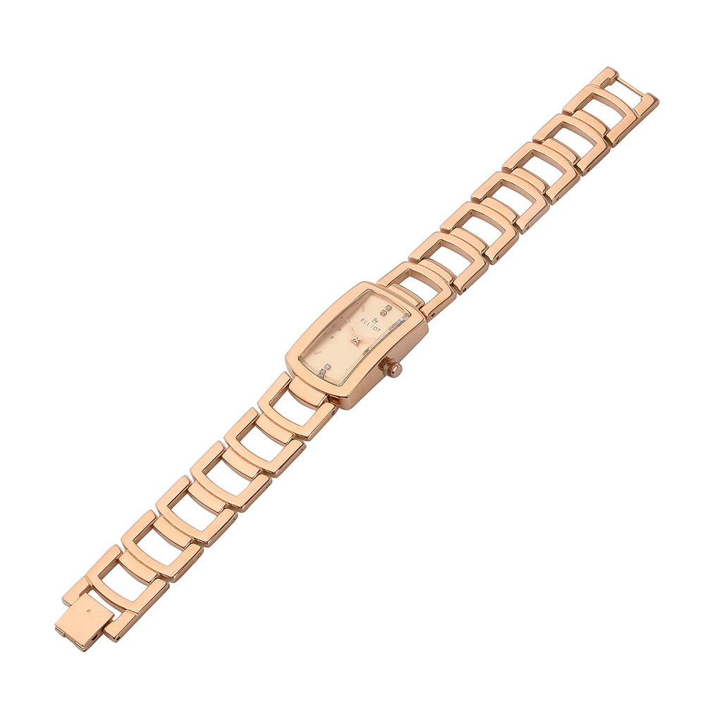 Closeout Deal - ELLIOT Japanese Movement Water Resistant Watch with Rose Colour Chain Strap