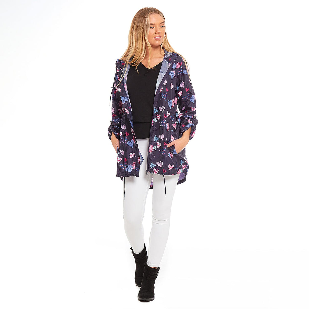 EMMA Hearts Pattern Raincoat (Size XL) - Navy 7757847 0