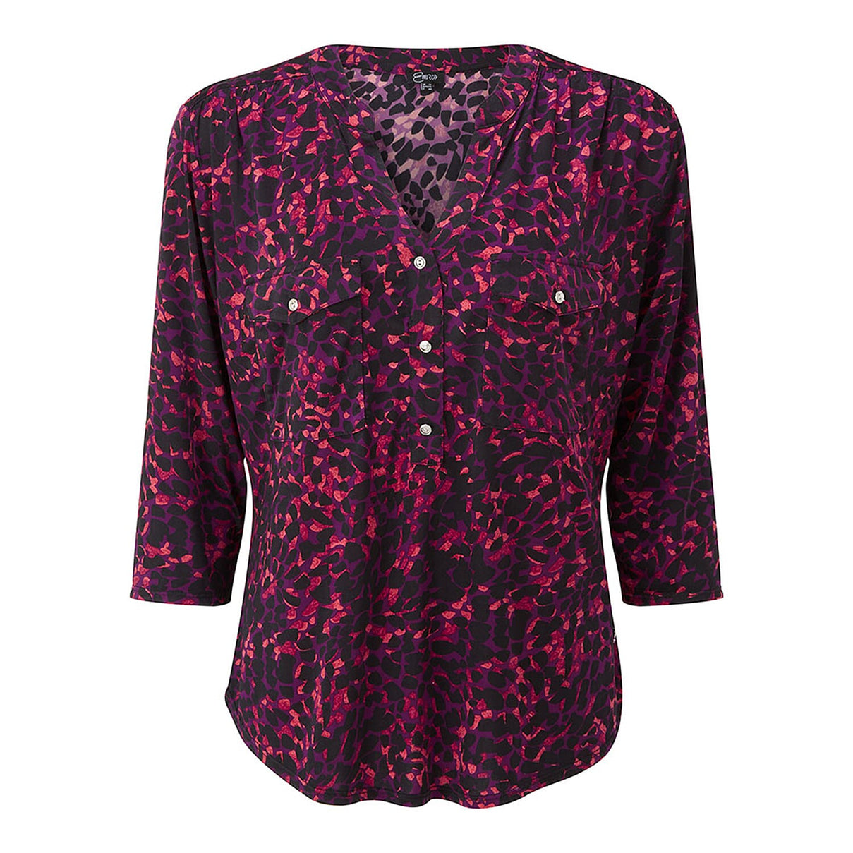 EMRECO Animal Print Jersey Mandarin Collar Blouse with Long Sleeves (Size 18) - Pink 7211741 0