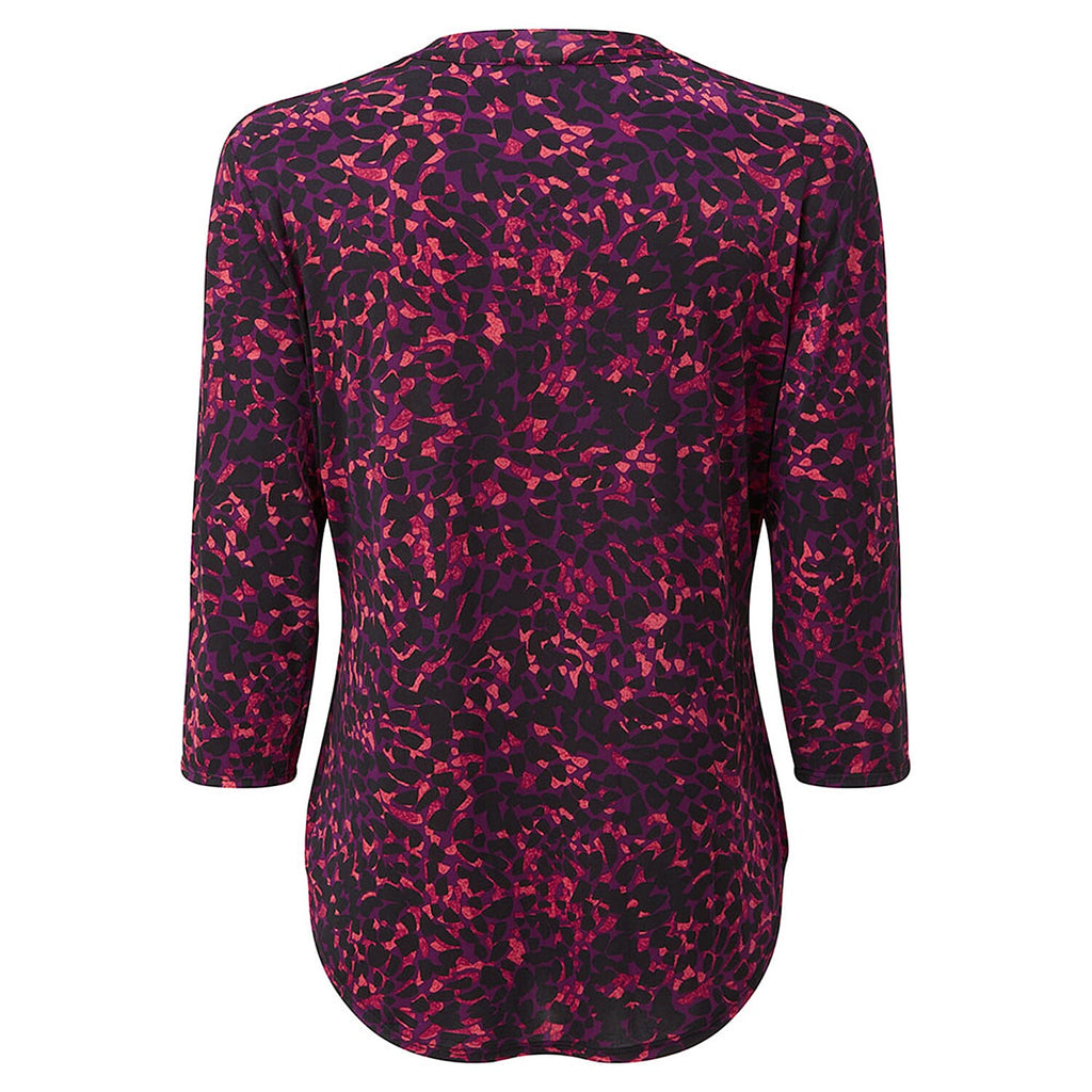 EMRECO Animal Print Jersey Mandarin Collar Blouse with Long Sleeves (Size 18) - Pink