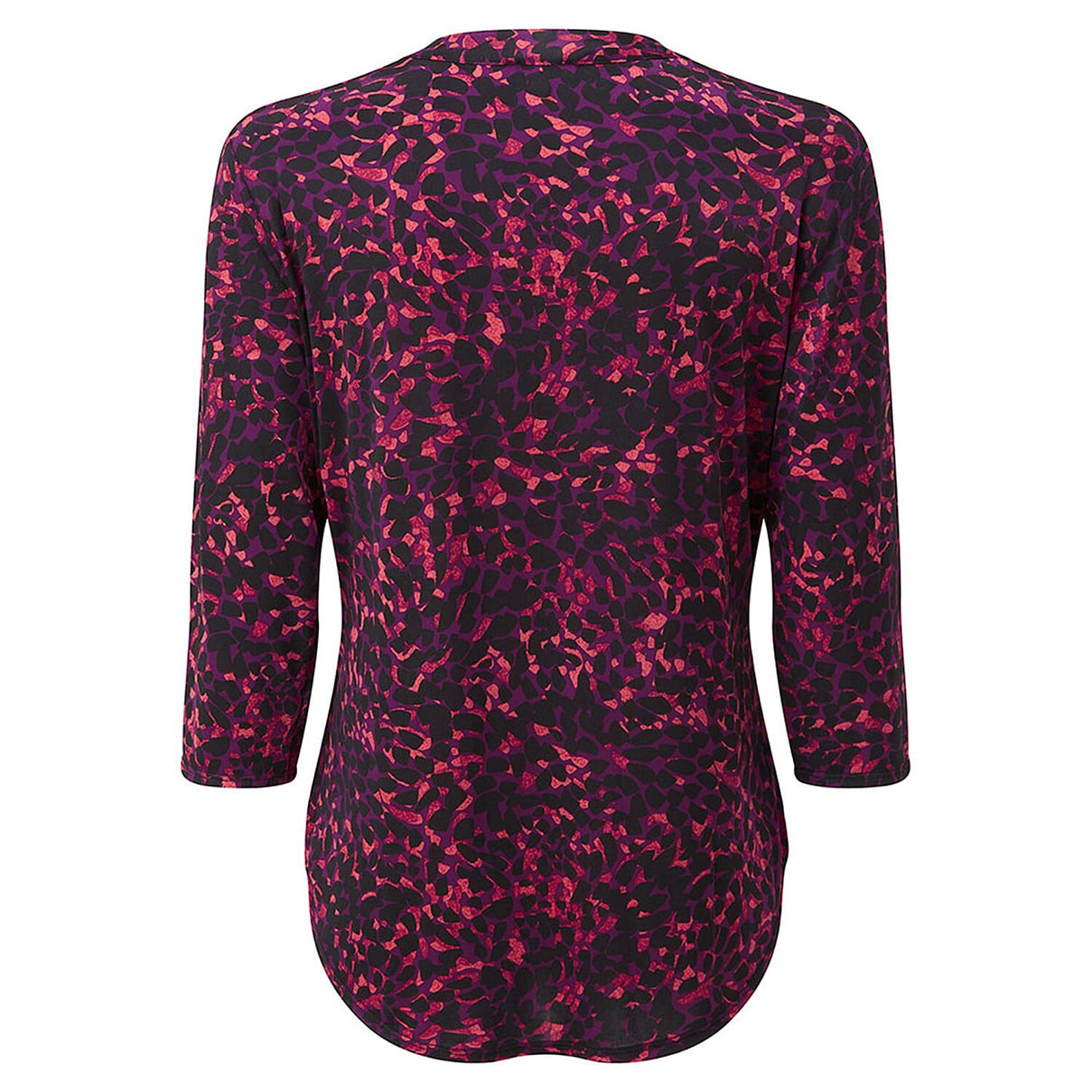 EMRECO Animal Print Jersey Mandarin Collar Blouse with Long Sleeves (Size 18) - Pink 7211741 2