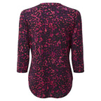 EMRECO Animal Print Jersey Mandarin Collar Blouse with Long Sleeves (Size 18) - Pink