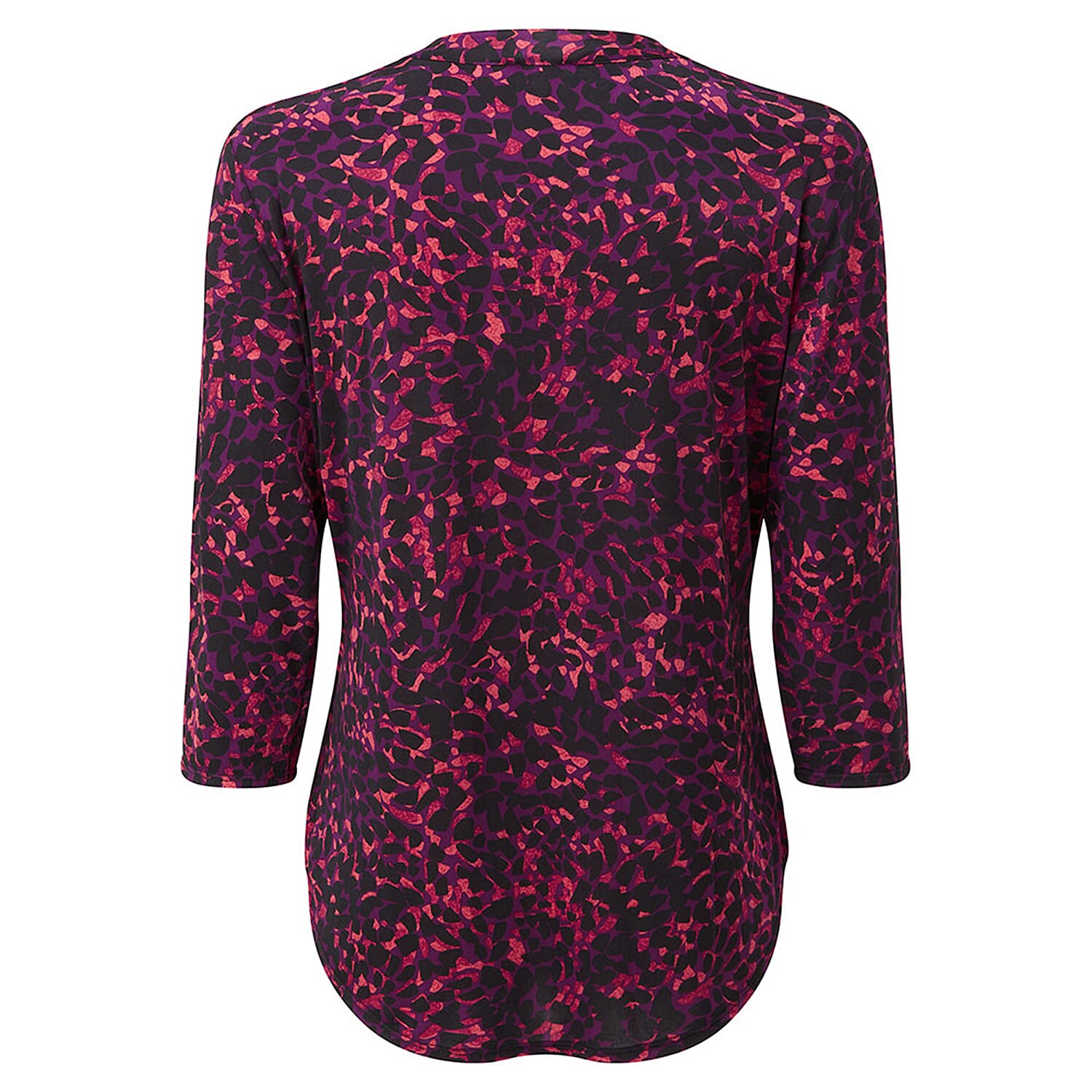 EMRECO Animal Print Jersey Mandarin Collar Blouse with Long Sleeves (Size 18) - Pink 7211741 2