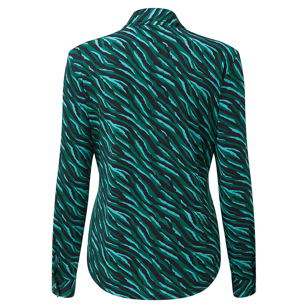 EMRECO Animal Print Zip Front Blouse - Turquoise 7211730 2