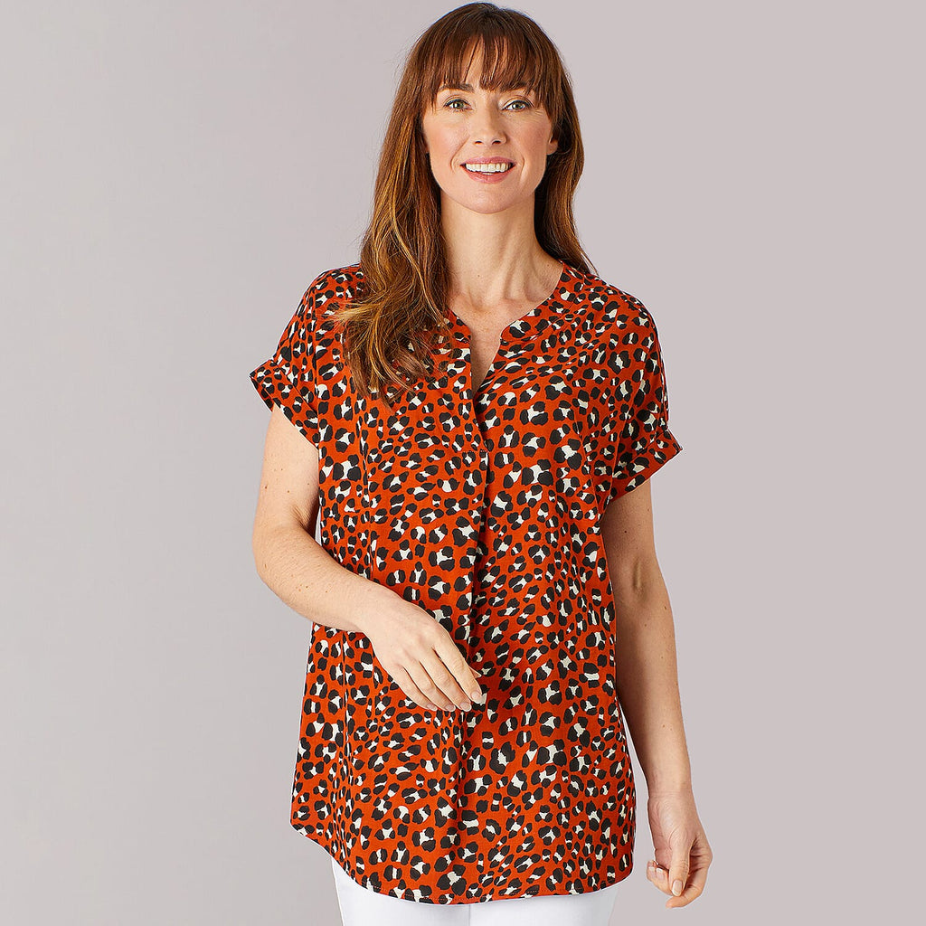 Emreco 100% Viscose Short Sleeve Top (Size 20) - Rust