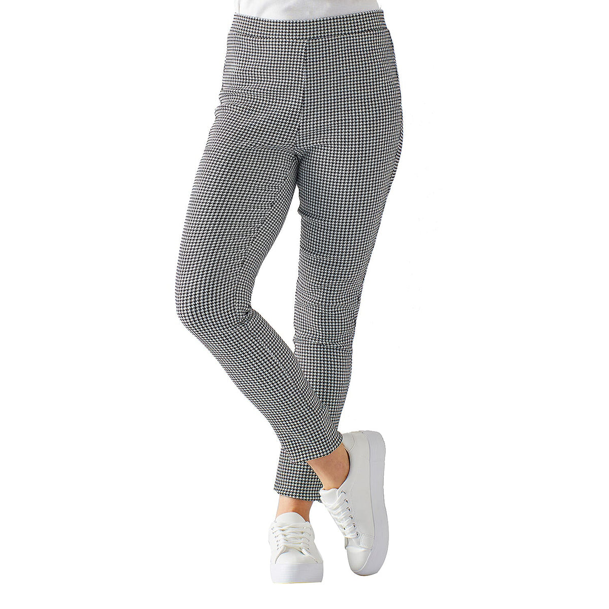 EMRECO Houndstooth Bengaline Trouser with Elasticated Waistband (Size 12)(27inch leg) - Black 7212491 2