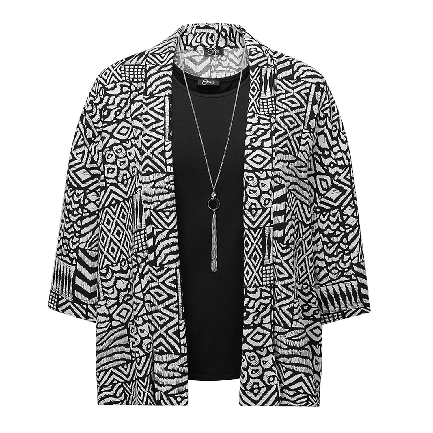 EMRECO 2 in 1 Patchwork Kimono and Cami with 3-4 sleeves (Size 10) - Black &amp; White 7211745 0