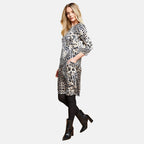Emreco Animal Pattern Midi Dress with Two Functional Front Pockets and 3qtr Sleeves (Size 16) - Beige