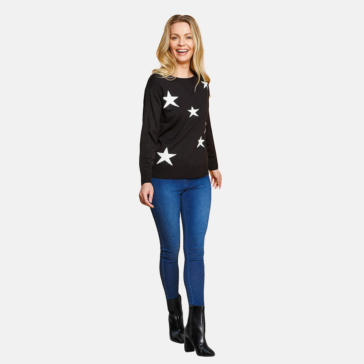 EMRECO Mono Long Sleeve Star Sparkle Women's Jumper - Black 7254995 3