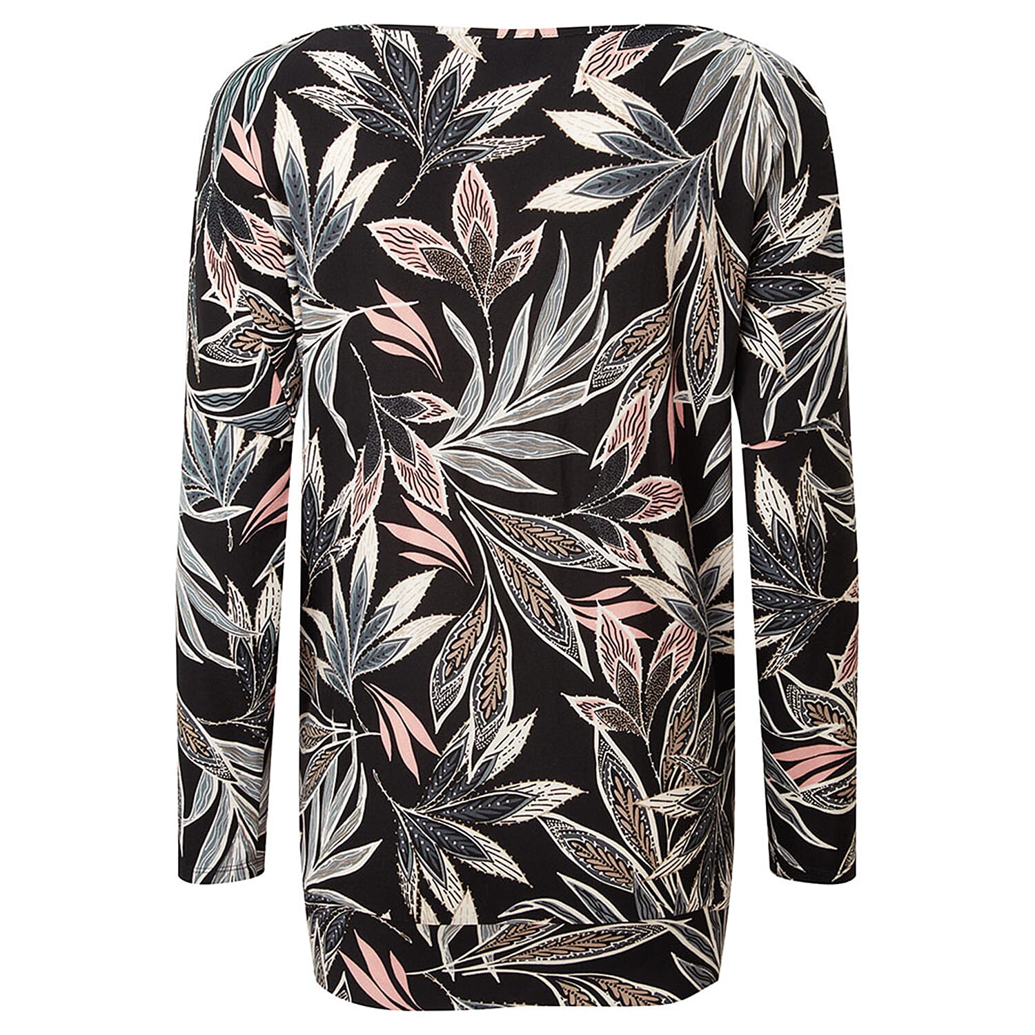 EMRECO Oversized Leaf Print Top with Long Sleeves (Size 16) - Black &amp; Multi 7211753 2