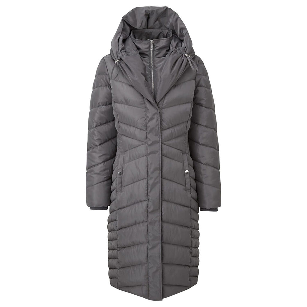 Emreco Shawl Collar Longline Padded Coat (Size 14) - Grey