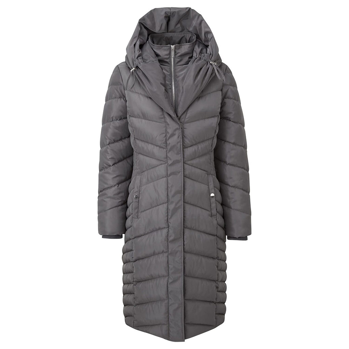 EMRECO Shawl Collar Longline Padded Women's Coat - Grey 7254979 2