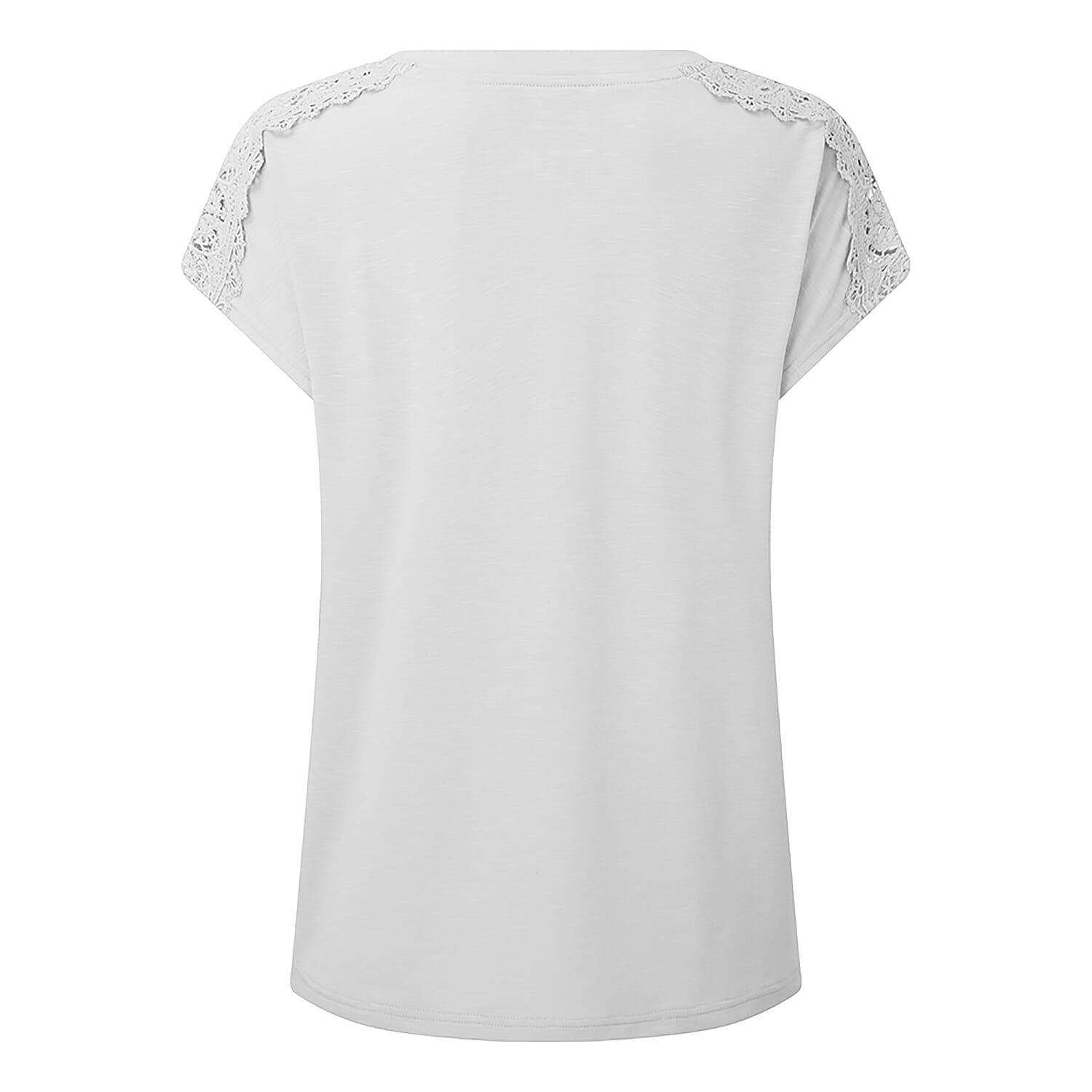 EMRECO Solid Pattern Women's Crew Neck Top - White 8953908 2
