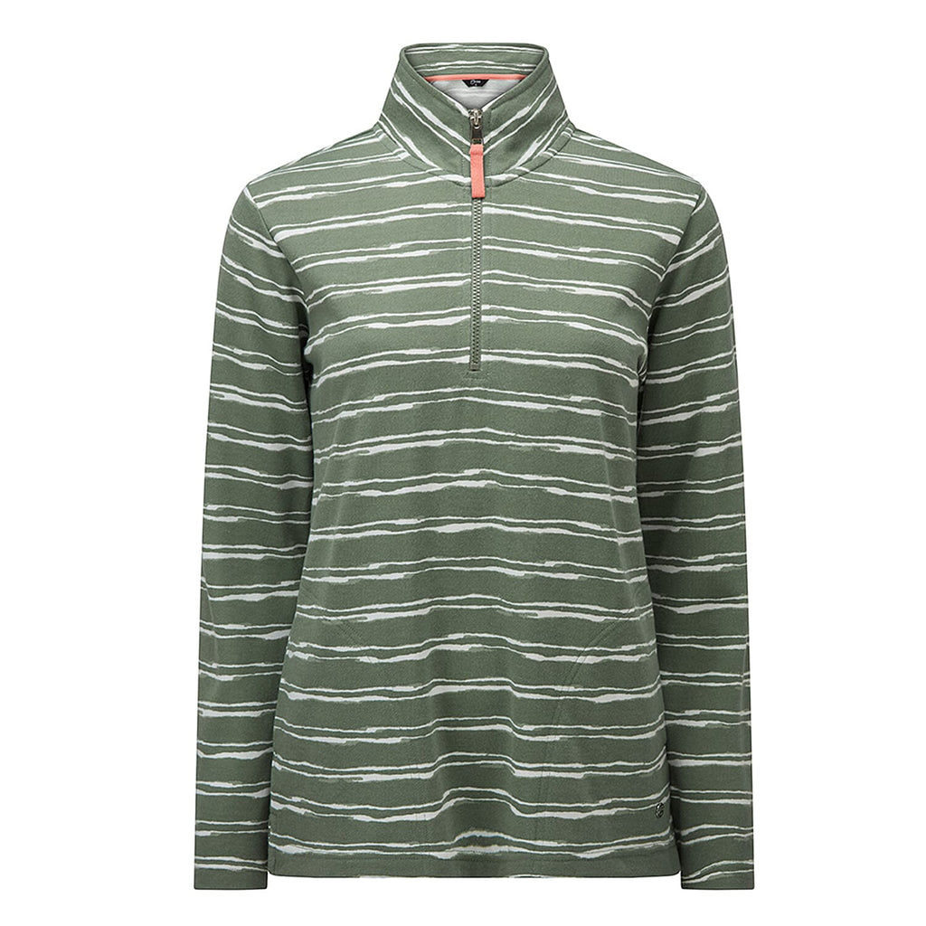 EMRECO Striped Half Zip Sweatshirt with Long Sleeves (Size 10) - Khaki