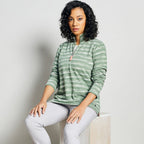 EMRECO Striped Half Zip Sweatshirt with Long Sleeves (Size 10) - Khaki