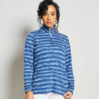 EMRECO Striped Half Zip Sweatshirt with Long Sleeves (Size 10) - Navy