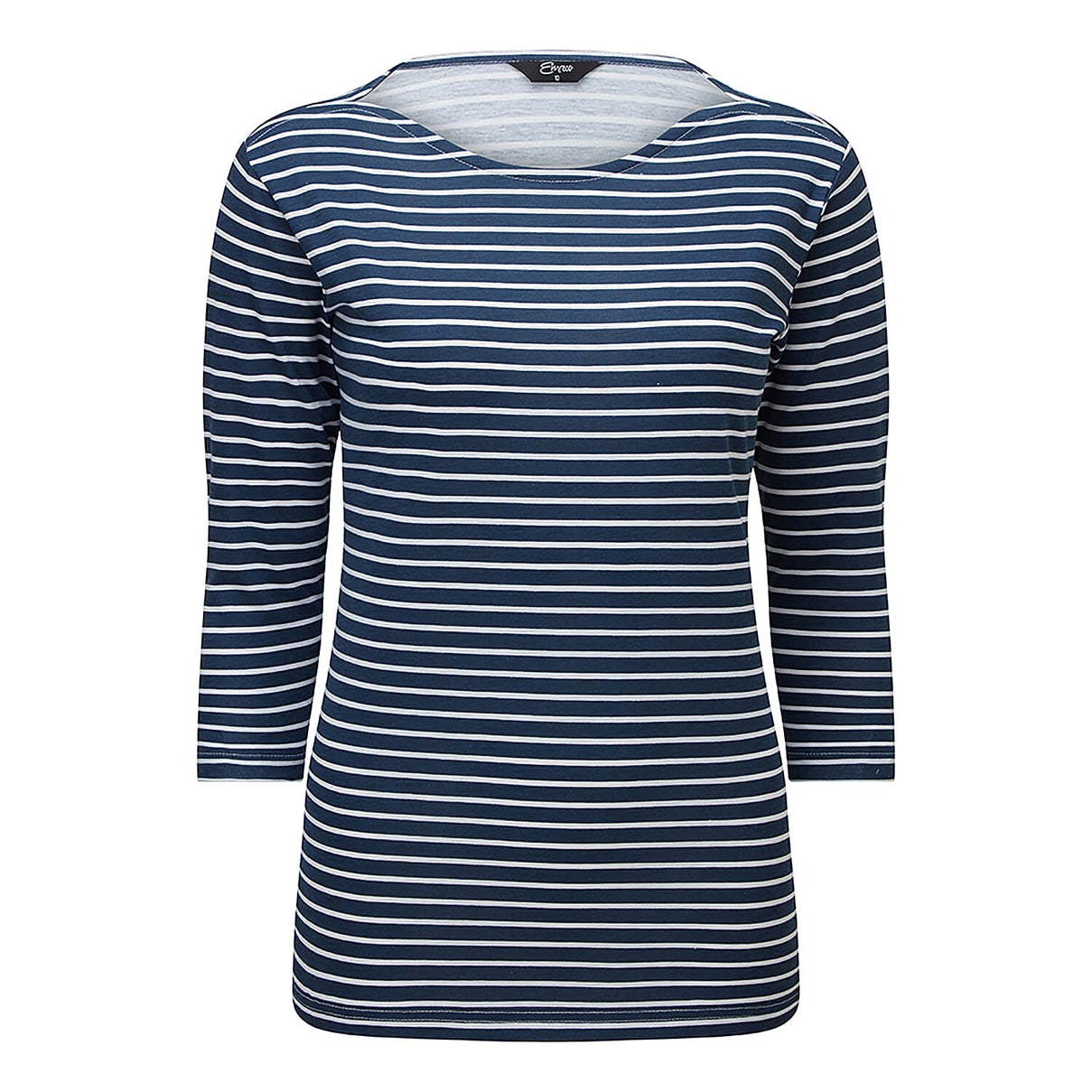 EMRECO Striped Pattern Boat-Neck Women's Top UK10- Navy and White 8953980 0