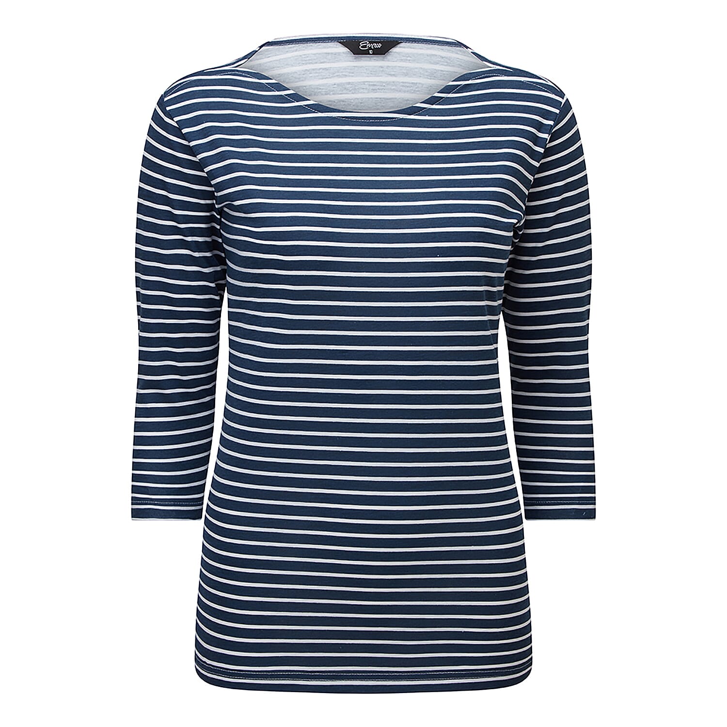 EMRECO Striped Pattern Boat-Neck Women's Top UK10- Navy and White 8953980 0